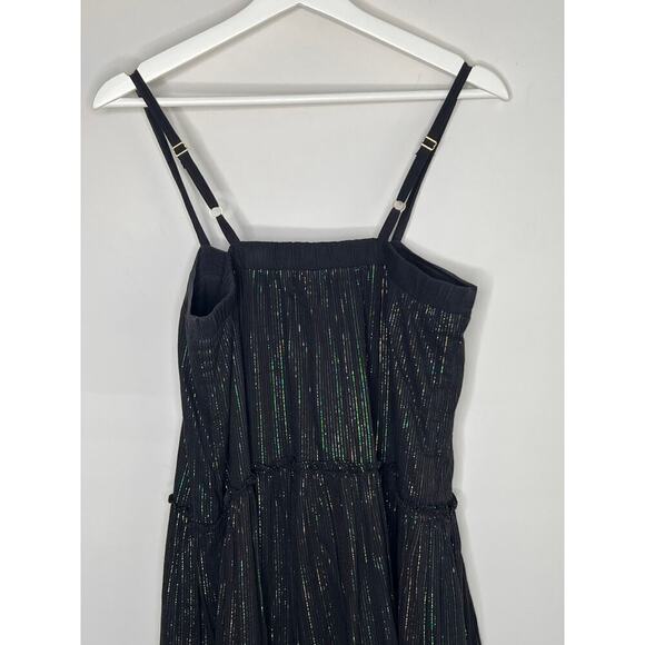 Nation LTD Rainbow Metallic Tiered Black Maxi Dress Women's Size S - Picture 8 of 9